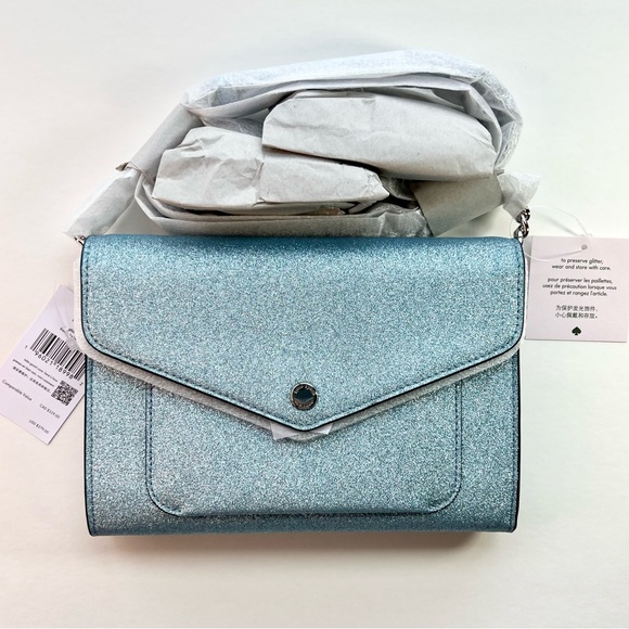 kate spade Handbags - 👜NWT Kate Spade Tinsel Flap Crossbody, retail $279, blue sparkle💙